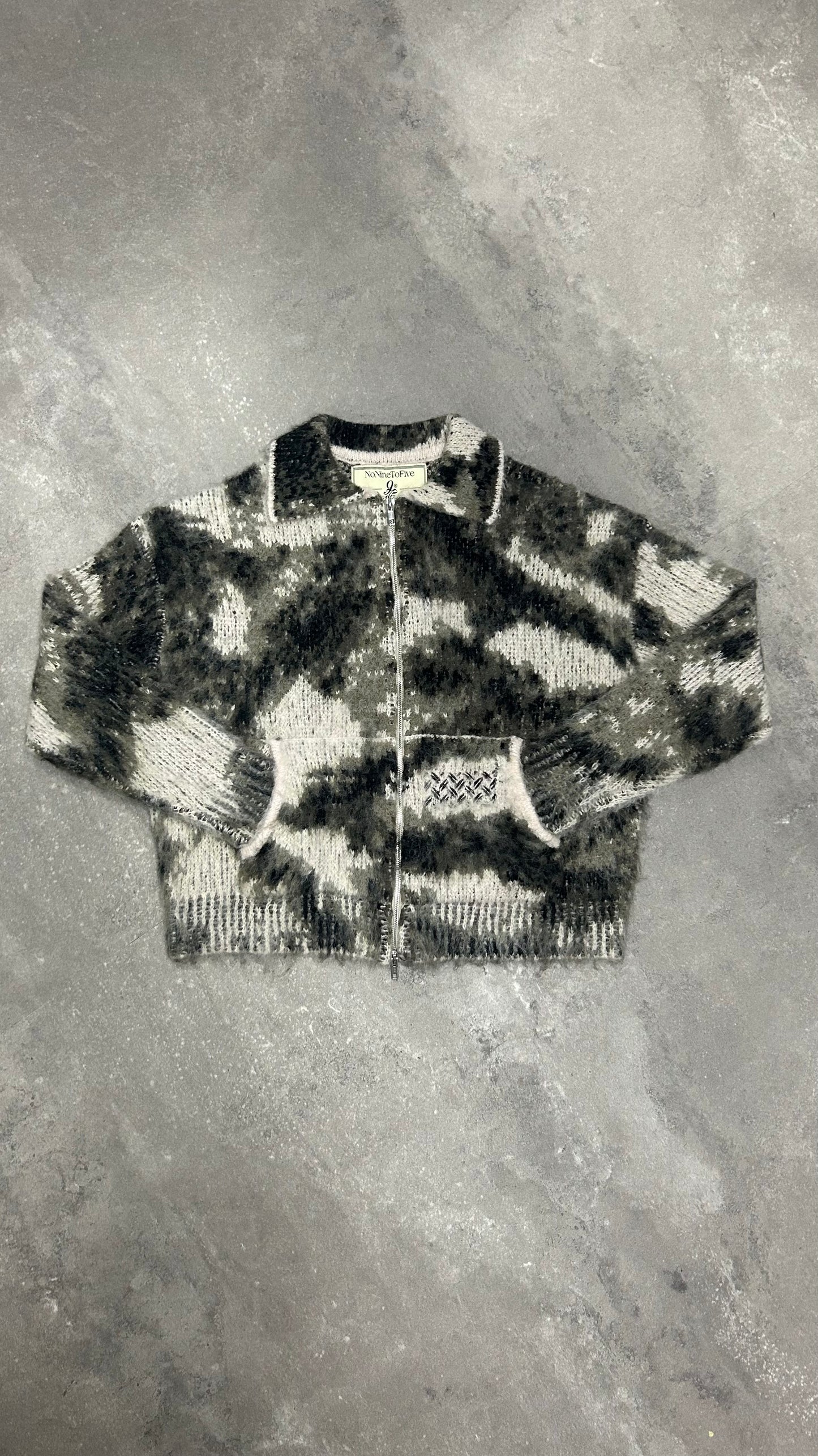 CAMO MOHAIR ZIP UP JACKET