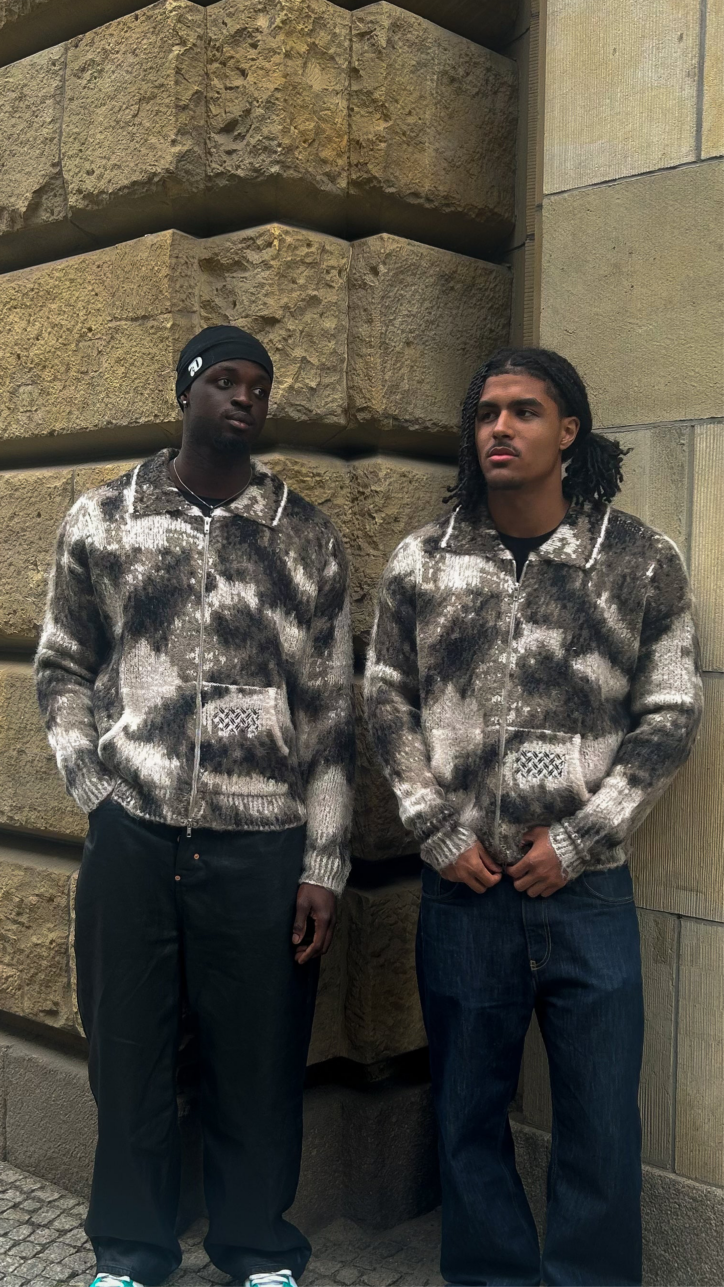 CAMO MOHAIR ZIP UP JACKET