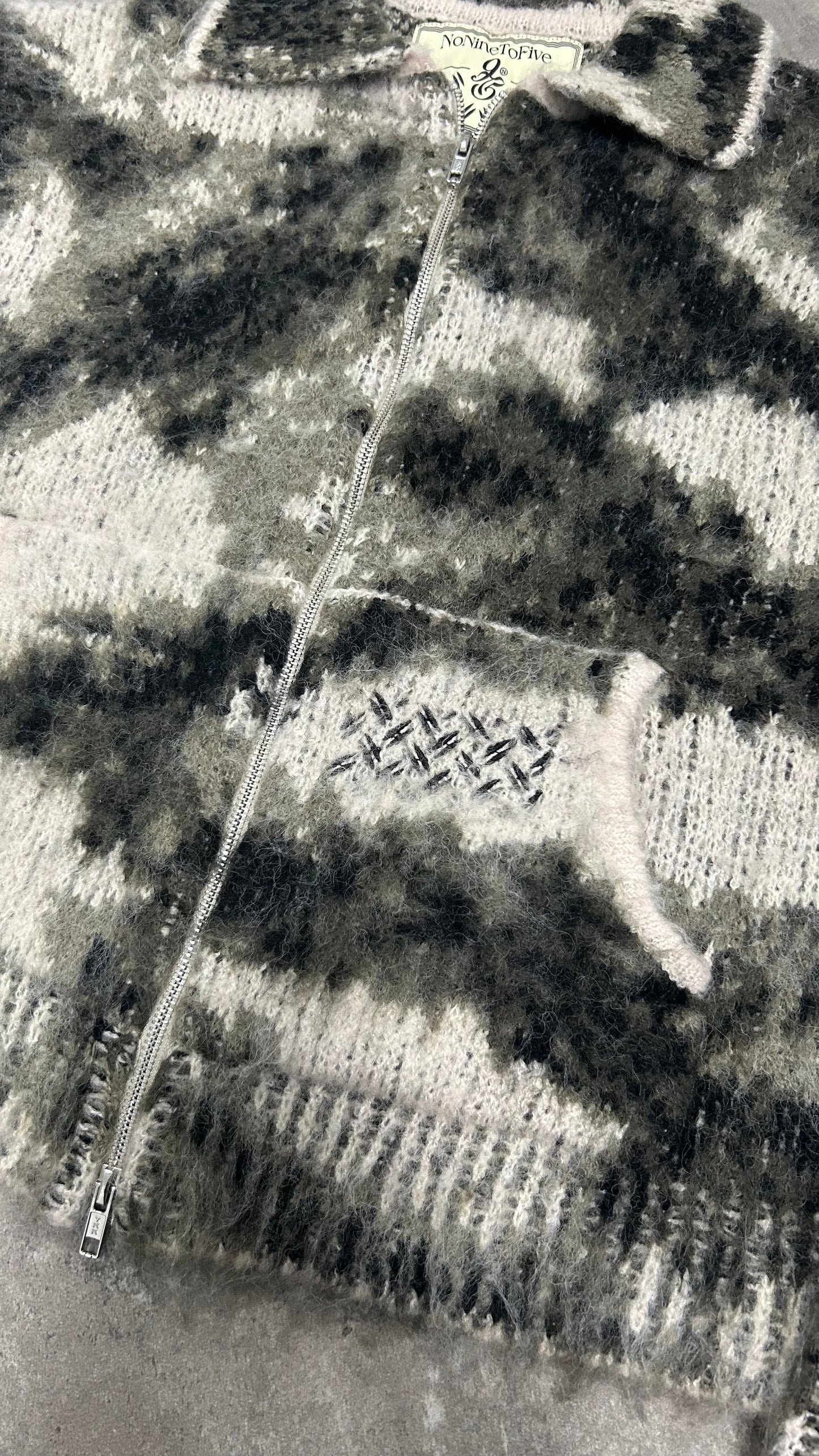 CAMO MOHAIR ZIP UP JACKET