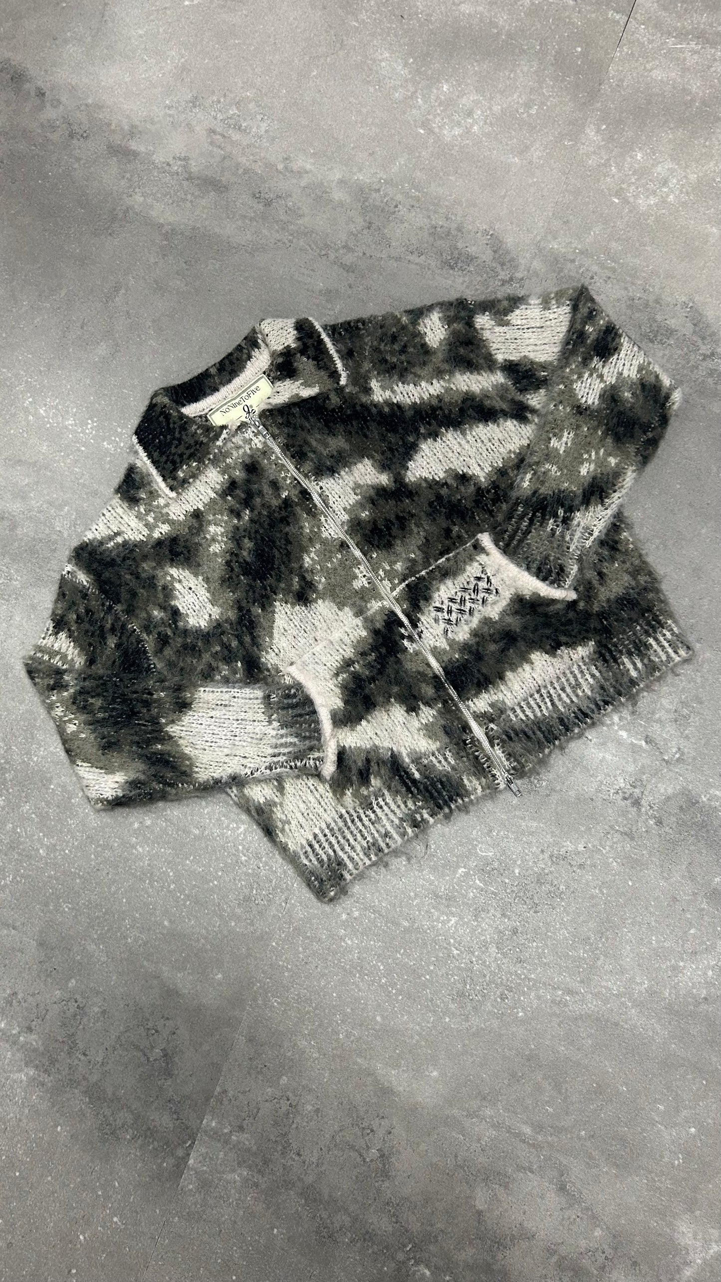 CAMO MOHAIR ZIP UP JACKET