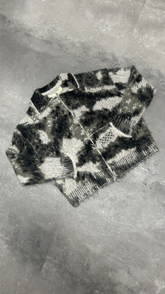 CAMO MOHAIR ZIP UP JACKET