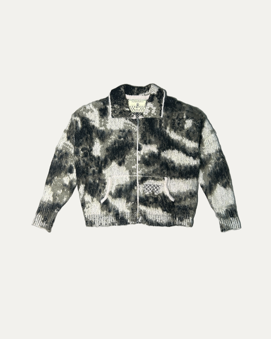 CAMO MOHAIR ZIP UP JACKET
