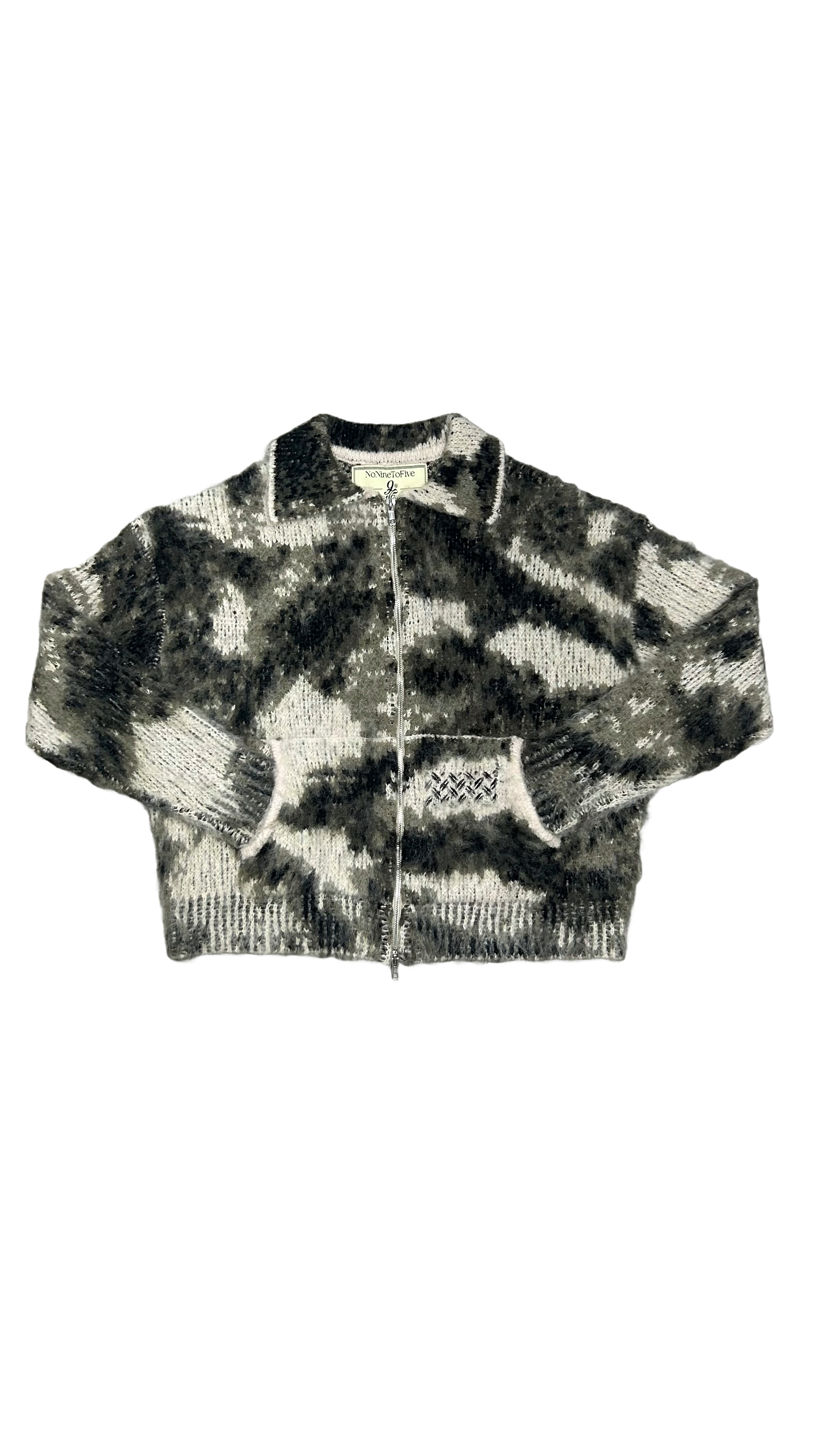 CAMO MOHAIR ZIP UP JACKET
