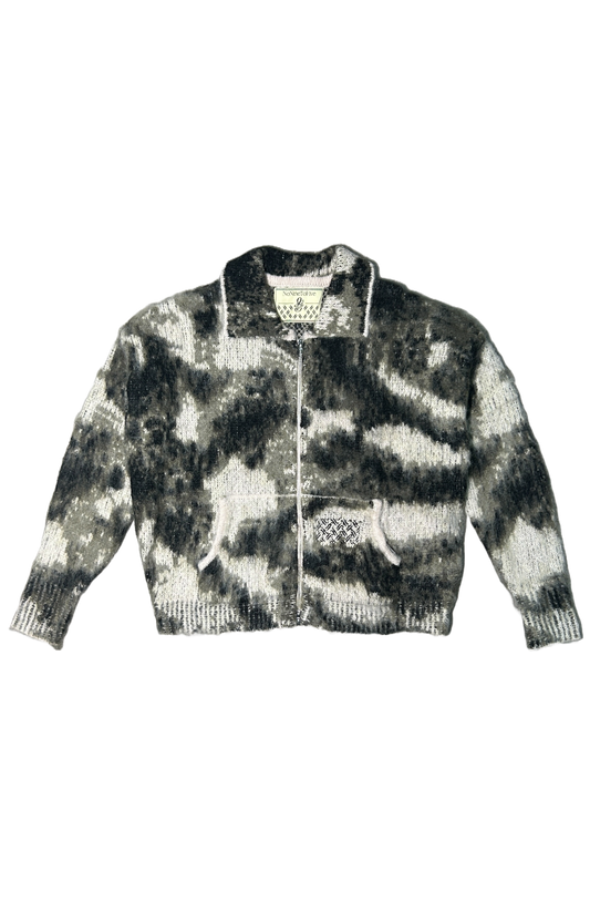 CAMO MOHAIR ZIP UP JACKET
